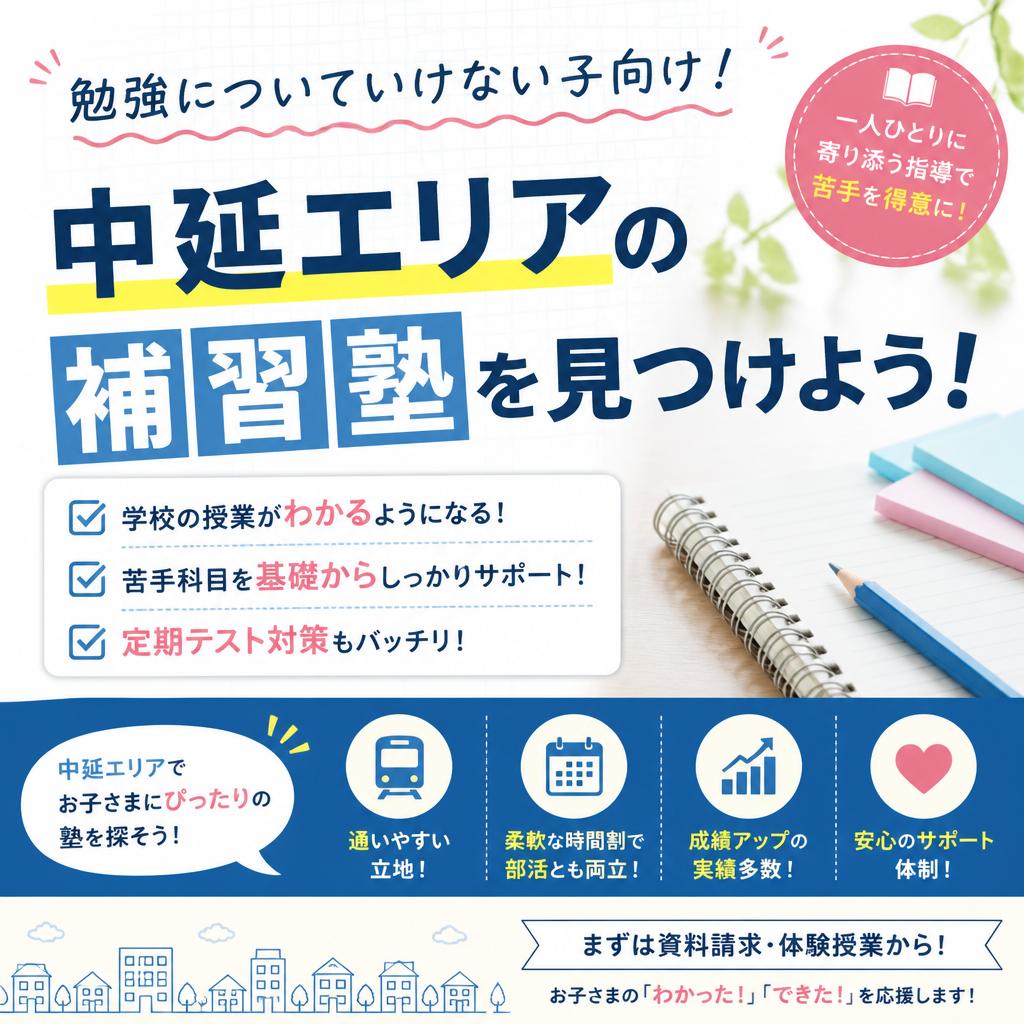 勉強についていけない子向け！中延エリアの「補習塾」の探し方