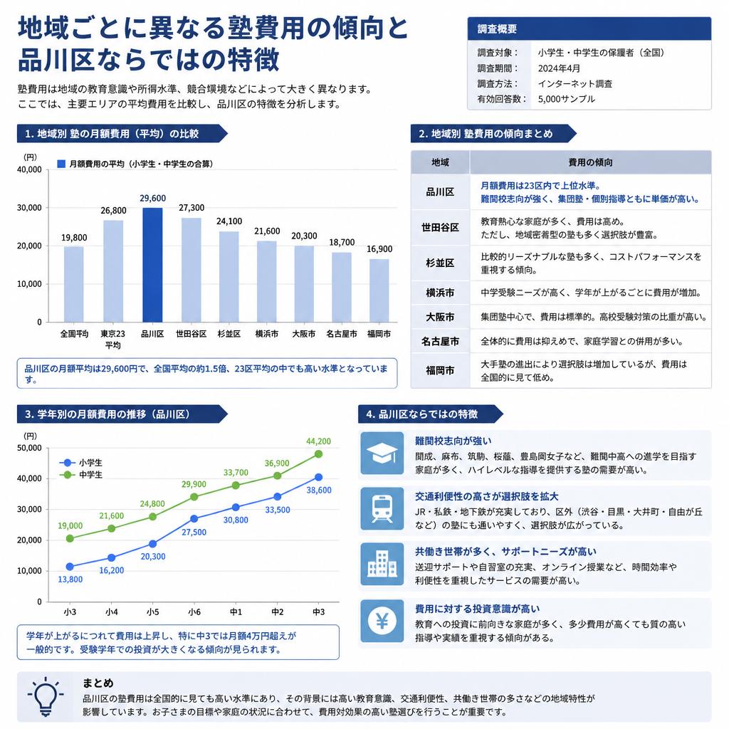 品川区の塾費用の傾向