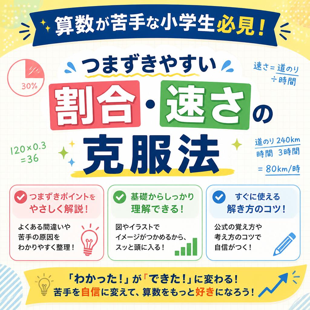 算数が苦手な小学生必見！つまずきやすい「割合・速さ」の克服法