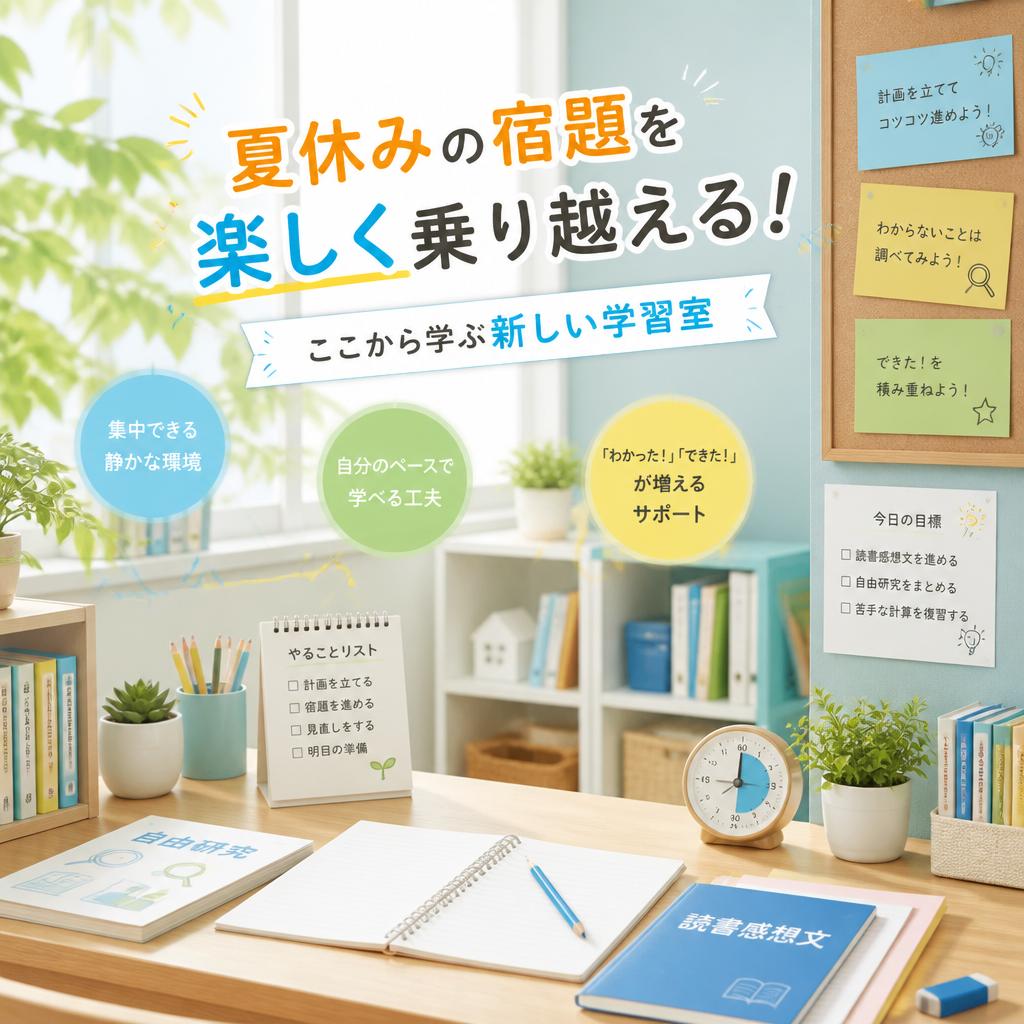 夏休みの宿題を楽しく乗り越える！ここから学ぶ新しい学習室