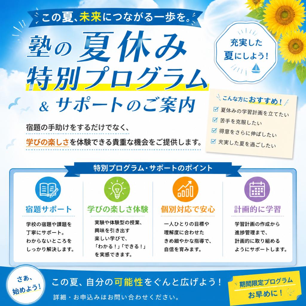 夏休みを活かした学習サポート
